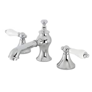 Vintage 8 in. Widespread 2-Handle Bathroom Faucets with Brass Pop-Up in Polished Chrome