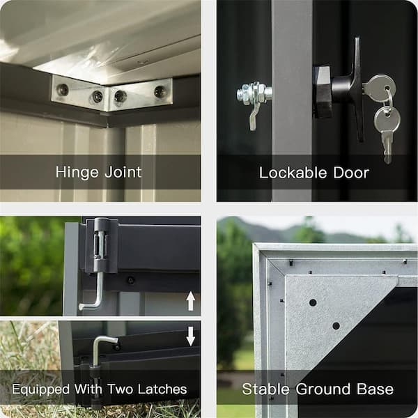 Staykiwi 6 ft. W x 4 ft. D Metal Black Shed with Lockable