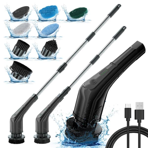 Electric Spin Power Scrubber, Adjustable Angle, Cordless Cleaning Brush, Extension Handle with 8 Replaceable Head
