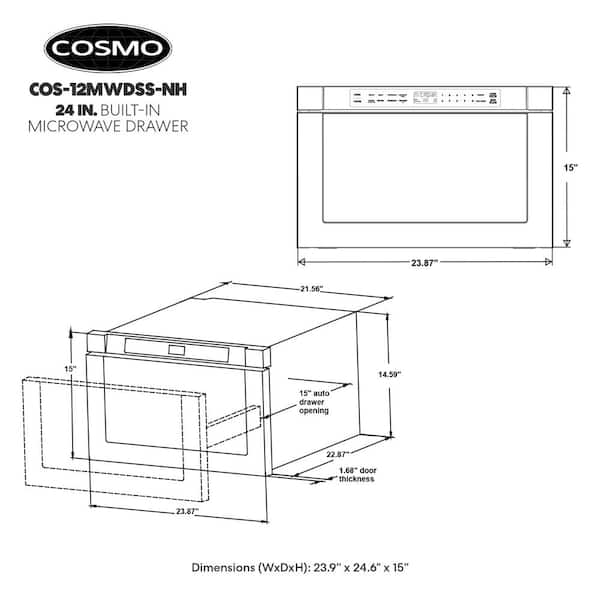Cosmo 24 in. Haven Collection 1.2 cu. ft. Built-in Microwave