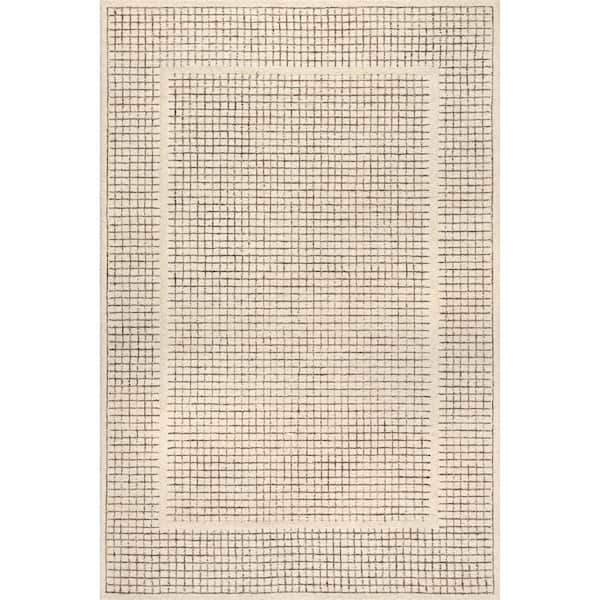 Chessie Checked Wool Ivory 5 ft. x 8 ft. Indoor Area Rug