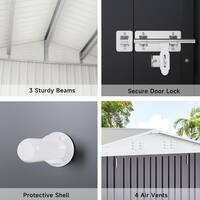 VIWAT 12 ft. W x 10 ft. D Outdoor Metal Shed Storage with Updated Frame Structure and Lockable Doors, White (120 sq. ft) SSH-M1012-BWX