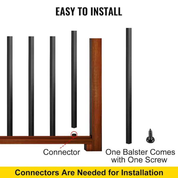 SKYSHALO Deck Balusters, 101 Pack Metal Deck Spindles, 26 in. x 0.75 in. Staircase Baluster with Screws, Aluminum Alloy Deck
