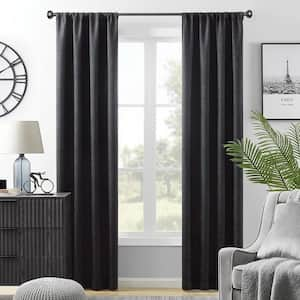 Hayden Black Polyester 38 in. W x 84 in. L Rod Pocket Blackout Curtains (Set of 2)