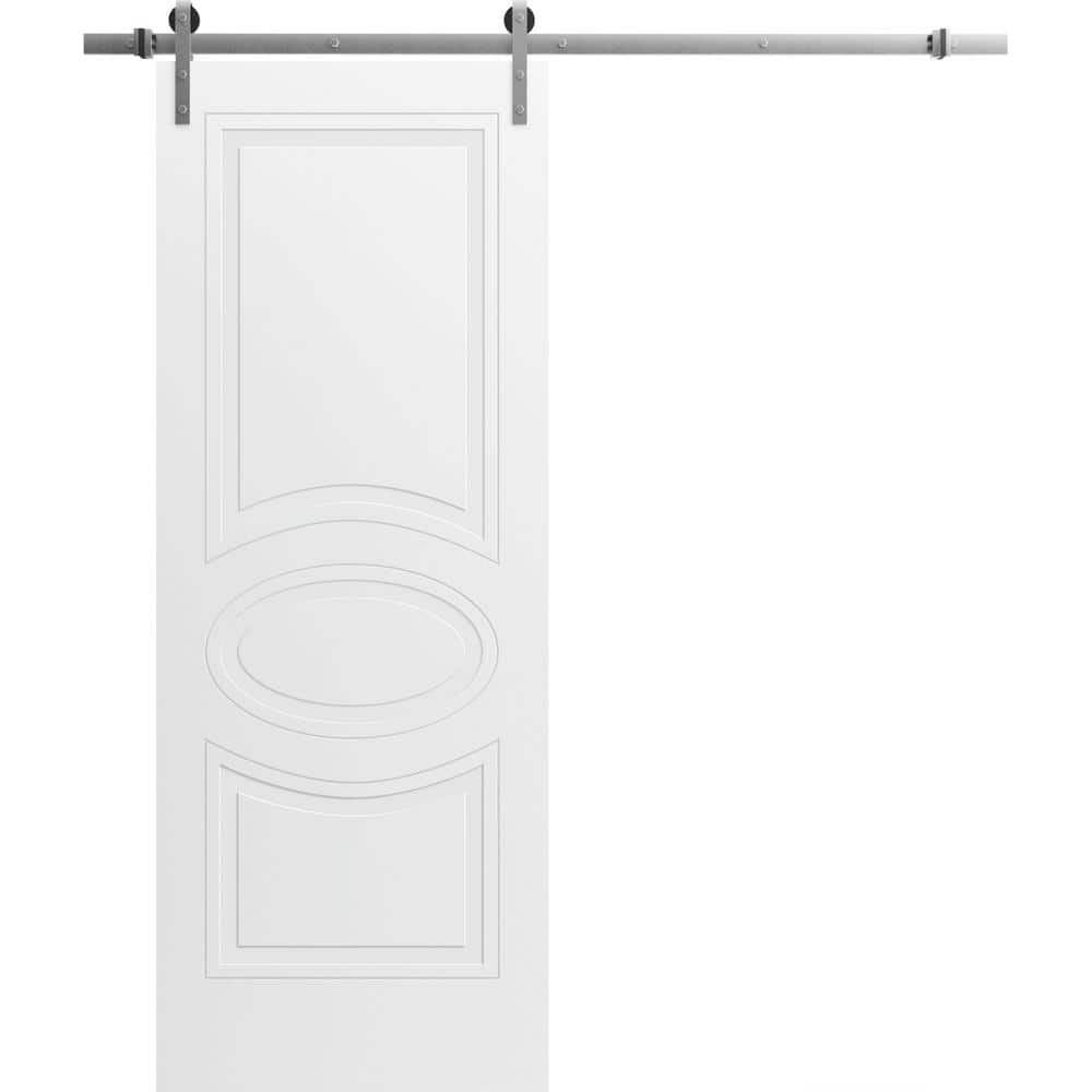 Assembly Required 32 in. x 96 in. 1-Panel Painted White Solid MDF Sliding Barn Door with Hardware Kit price history on PriceWatchPro