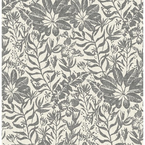 NuWallpaper Black Foliole Vinyl Peel and Stick Wallpaper