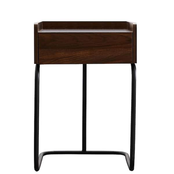 KINWELL 16 in. Brown 1-Drawer Square Wood End Table