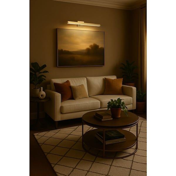 Mila Vintage Brass 2 ft. Integrated LED Picture Light with Acrylic Lens