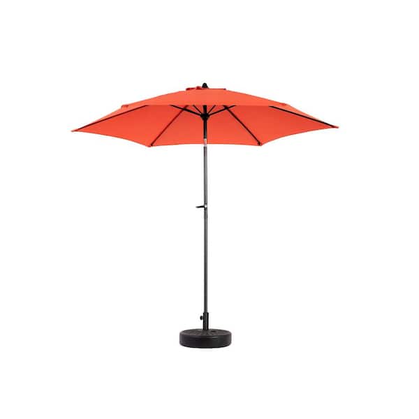 Unbranded 9 ft. Steel Market Patio Umbrella, Outdoor Market Umbrella 6-Sturdy Ribs with Push Button Tilt and Crank in Orange