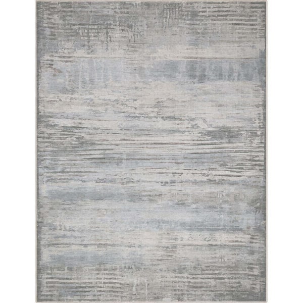 Beige Blue 7 ft. 7 in. x 9 ft. 10 in. Flat-Weave Abstract Bauhaus Modern Geometric Lines Area Rug