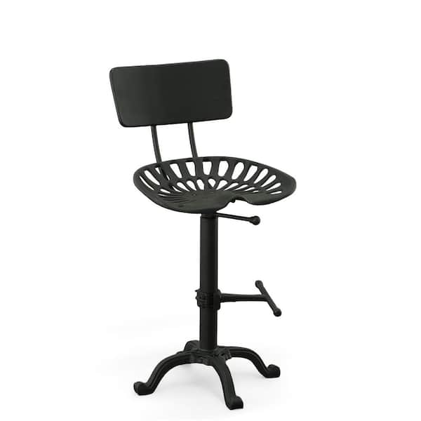 August 24 in. H Black Metal Frame Adjustable Tractor Seat Stool