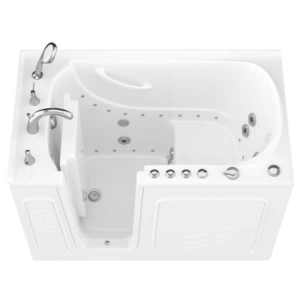 Universal Tubs HD Series 53 in. Left Drain Quick Fill Walk-In Whirlpool and Air Bath Tub with Powered Fast Drain in White