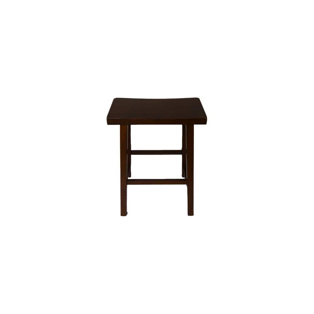 Walnut Saddle Style Backless Wood Counter Stool