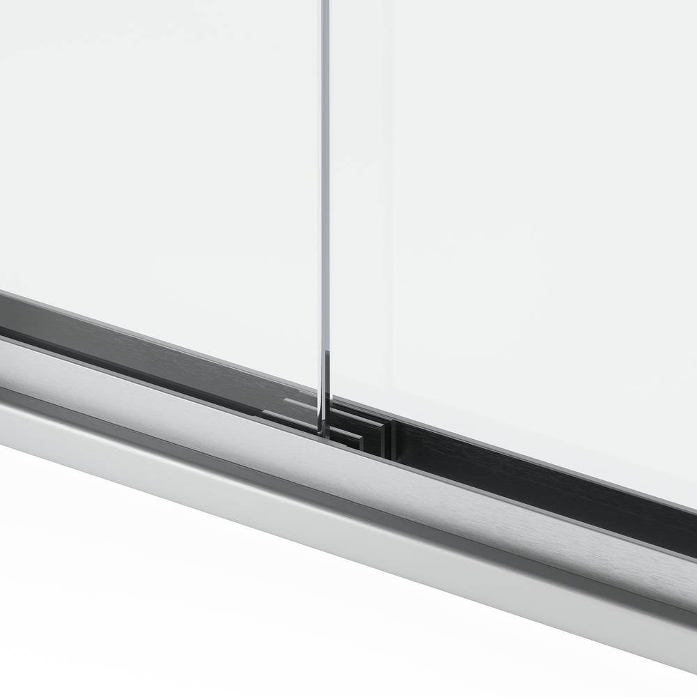 Frameless 60" Clear Glass Sliding Shower Doors with Brushed Nickel Finish