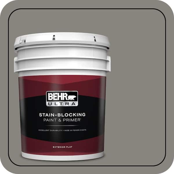 BEHR ULTRA 5 gal. #PPU24-07 Barnwood Gray Flat Exterior Paint & Primer