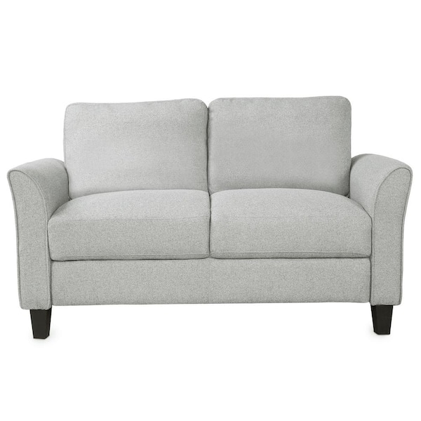 ANBAZAR Living Room 29.00 in. Width Slope Arm Linen Upholstery Modern Straight Shape Reclining Armrest 2-Seat Sofa in Light Wood