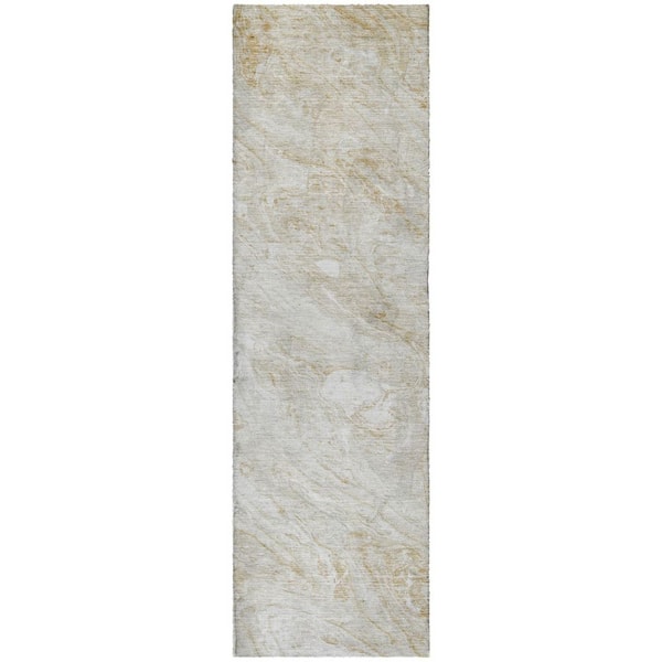 Dream Shag Premium Machine Washable Abstract ADS640 Ivory 2 ft. x 7 ft. Runner Rug
