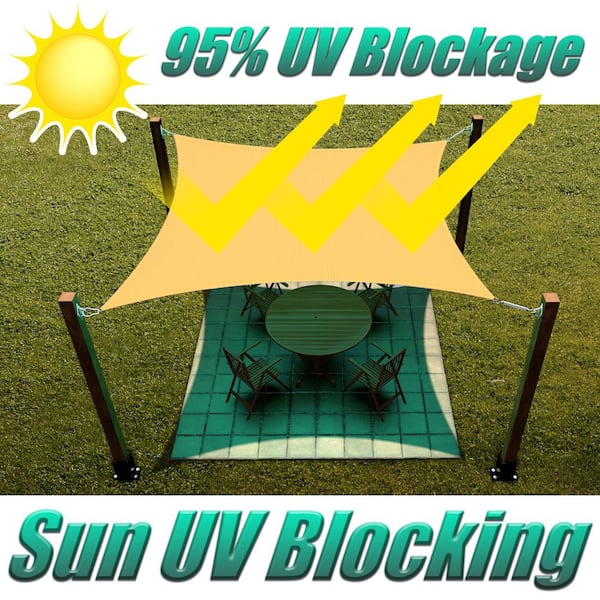 12 ft. x 20 ft. Rectangle Sun Shade Sail with Hardware TAWAL-Sand