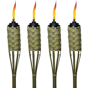 Weather Resistant Coated 57 in. Torch Bamboo Classic Weave Brown 4-Pack