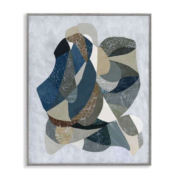 Stupell Industries Intertwined Geometric Shapes by Coco Good Gray Framed Abstract Giclee Art Print 14 in. x 11 in.