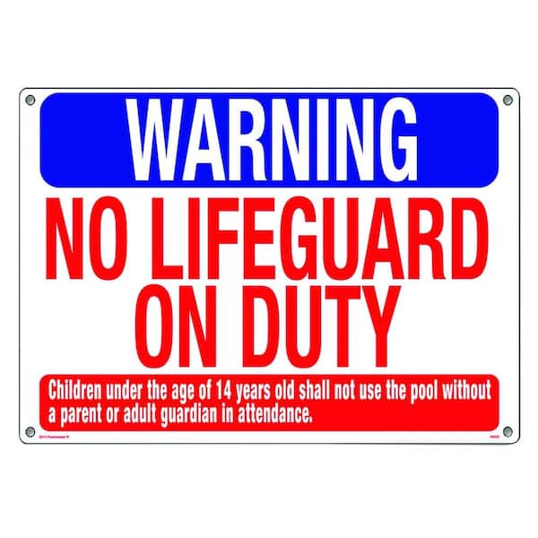 Poolmaster Warning: No Lifeguard on Duty Swimming Pool and Spa Sign