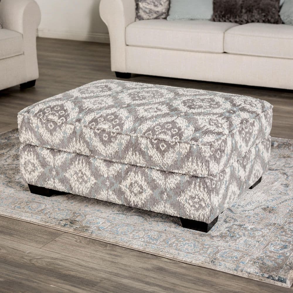 Furniture of America Ayala White/Gray Polyester Fiber Fabric Rectangle ...