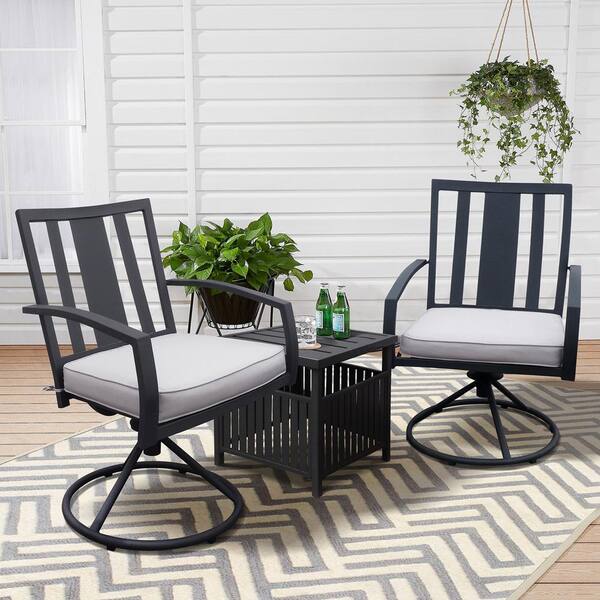 Tenleaf Simple and Modern Design Black 3-Piece Metal Outdoor