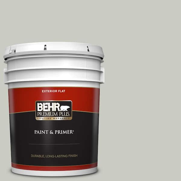 BEHR PREMIUM PLUS 5 gal. #N380-2 Heath Gray Flat Exterior Paint & Primer