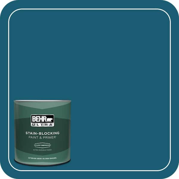 BEHR ULTRA 1 qt. #540D-7 Deep Blue Sea Extra Durable Semi-Gloss Enamel Interior Paint & Primer