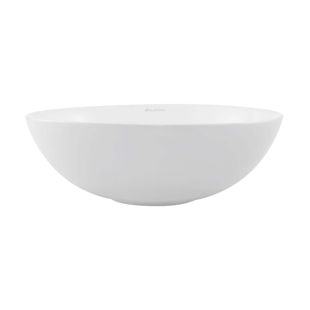 Minimalist White Ceramic Above-Counter Vessel Sink