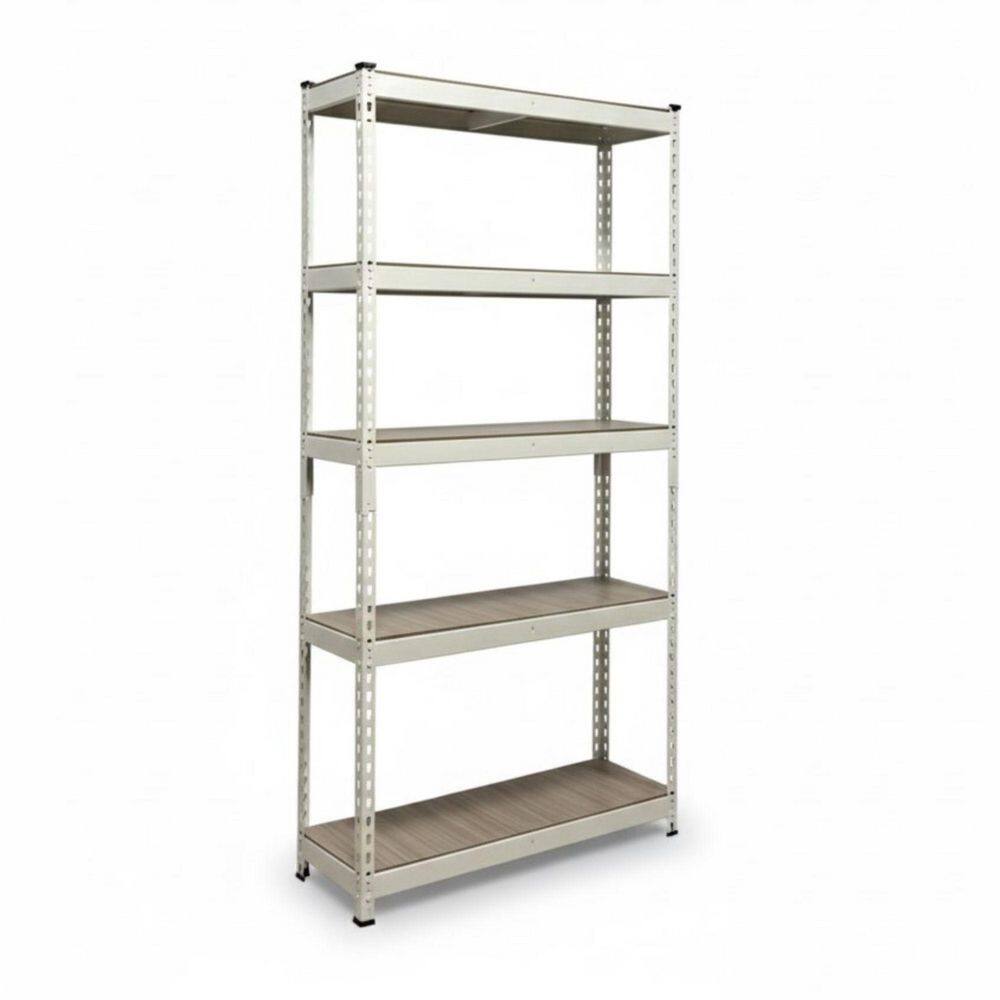 5-Tier Powder-Coated Steel Household Shelving Unit in White with Light Oak HDF Shelves (36-in W x 72-in H x 12-in D) price history on PriceWatchPro