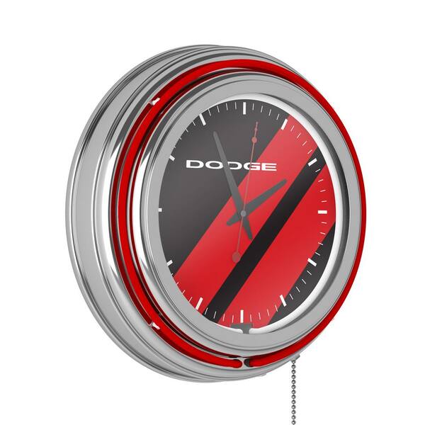 Dodge Red Big Stripe Lighted Analog Neon Clock DGE8BIGHD The Home Depot