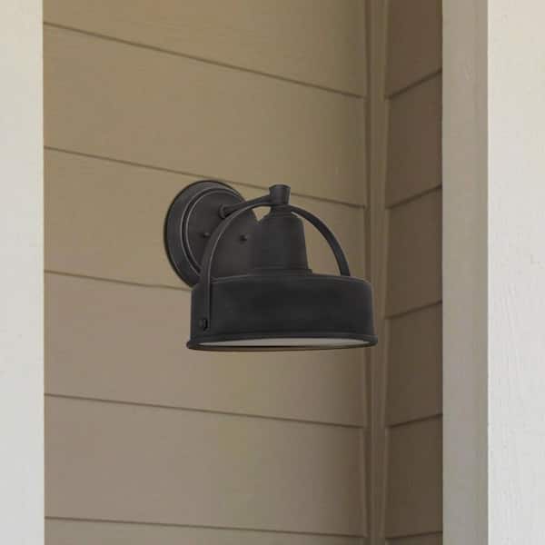 Portland Weathered Pewter Dark Sky 1-Light Outdoor Line Voltage Hardwired Porch Light Wall Sconce with No Bulb Included