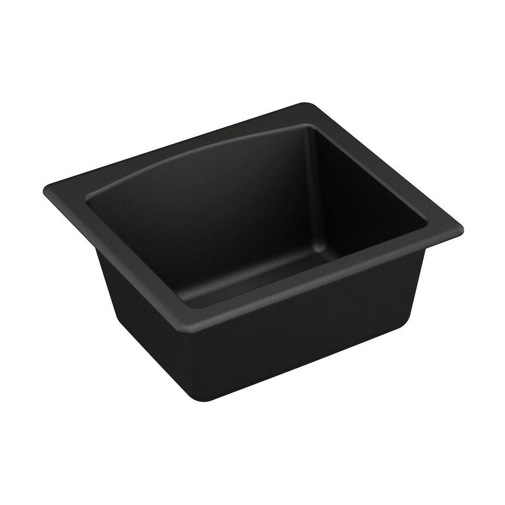 Black Quartz Composite 18'' Single Bowl Dual Mount Kitchen Sink