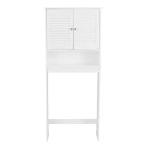 26 in. W x 61.8 in. H x 10 in. D White Over-the-Toilet Storage Bathroom Space Saver with Double Doors