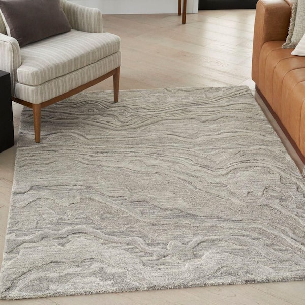 Graceful Grey 5 ft. x 7 ft. Abstract Contemporary Area Rug