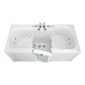 Big4Two 80 in. MicroBubble, Whirlpool and Air Bath Walk-In Bathtub in White, Independent Foot Massage, Dual Drains