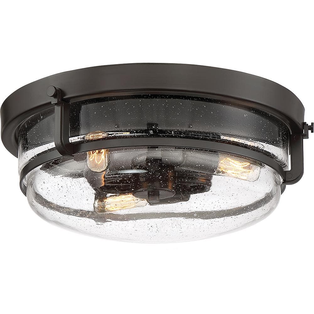 Palladian Bronze 14.75" Indoor/Outdoor Glass Bowl Flush Mount