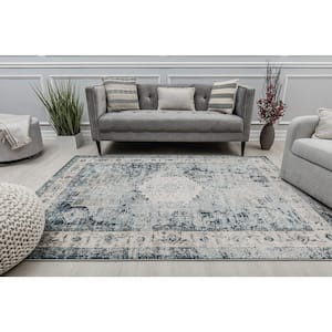 Cora French Toile Blue Transitional Vintage 8 ft. x 10 ft. Area Rug
