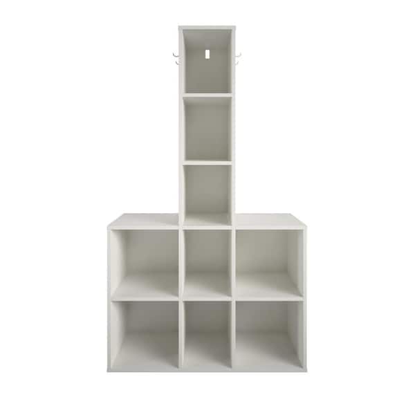 EnHomee Cube Storage Organizer With 9 Bins, White Wooden Cube Organize –  Reibii