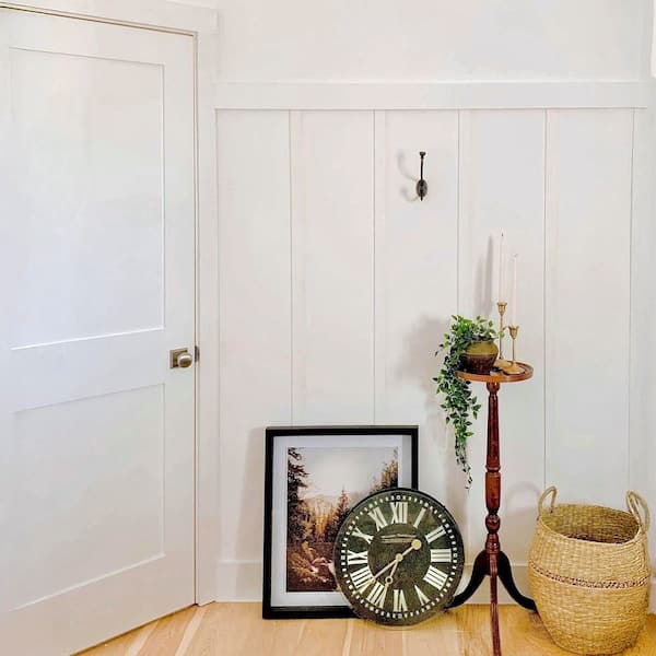 DIY 24 in. x 80 in. Shaker 2-Panel Left-Hand Primed Solid Core MDF Wood Single Interior Door Kit w/ Quick Assemble Jamb