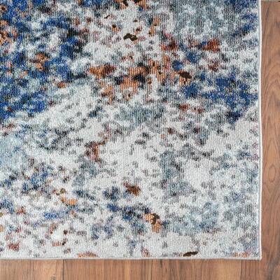 Nimbus Ocean Blue/White 7 ft. 6 in. x 9 ft. 6 in. Abstract Intergalactic Polypropylene Area Rug