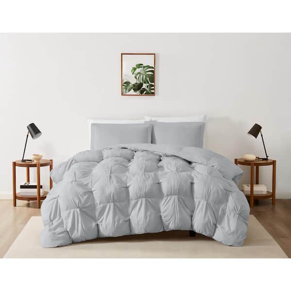 Truly Soft Cloud Puffer Grey Microfiber 3-Piece Full/Queen Comforter Set