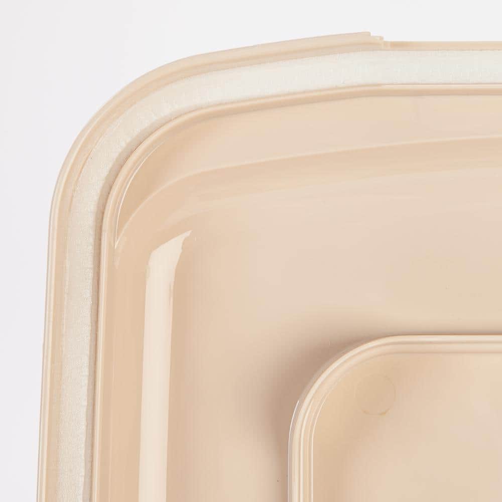 Almond 28 Qt Airtight Plastic Pet Food Container with Wheels