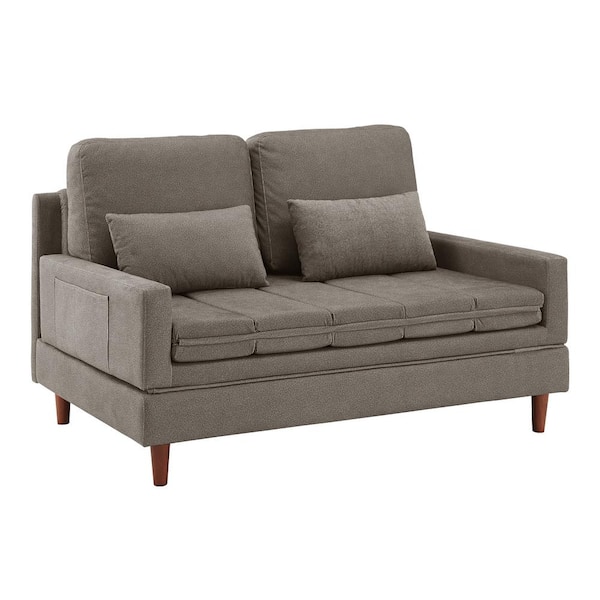 HomeSullivan 58.2 in. Square Arm Fabric Upholstered Straight Convertible Sofa in Gray