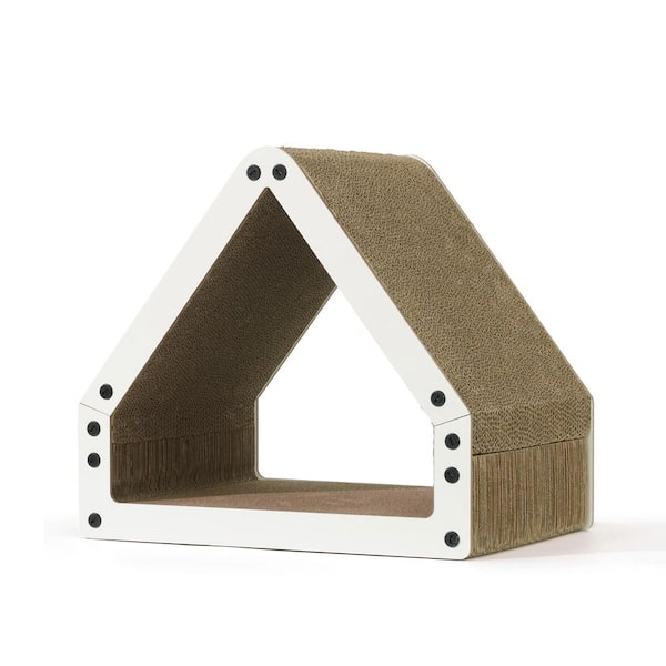 Reversible Cat Cardboard Scratcher Lounger, Scratch Pad for Indoor Cats, White