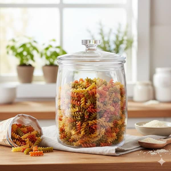 1 Piece Airtight Silicone Seal Glass Cookie Jar Wide Mouth Food Storage with Measurement Markings Large