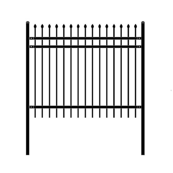 ALEKO Rome Style 5 ft. x 6 ft. Black Steel Unassembled Fence Panel