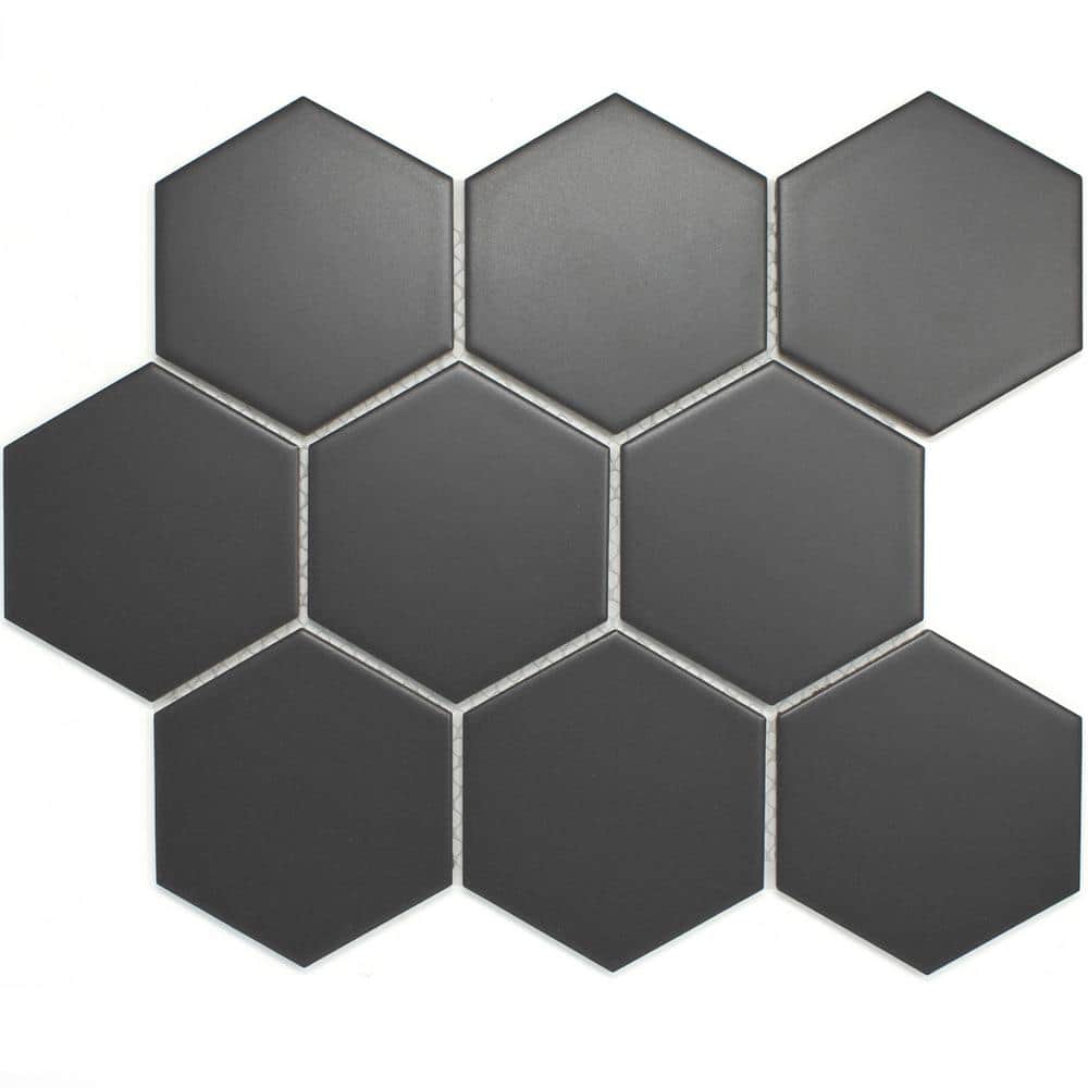 Porcetile Gray Black 10.08 in. x 11.64 in. Matte Porcelain Mosaic Tile Sample price history on PriceWatchPro