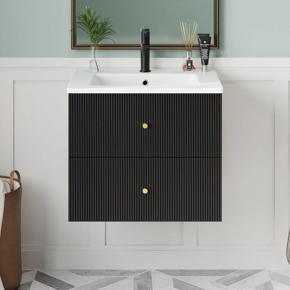 24 in. W x 18.1 in. D x 20.3 in. H Single Sink Wall Mounted Bath Vanity in 